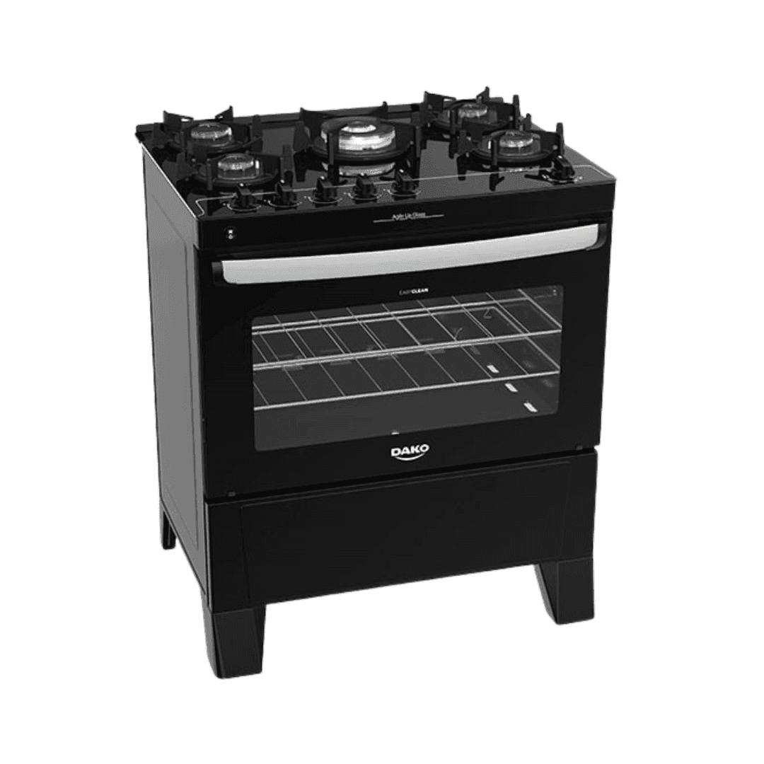 COCINA DE 5 HORNILLAS AGILE UP GLASS NEGRO Y GRILL - DAKO