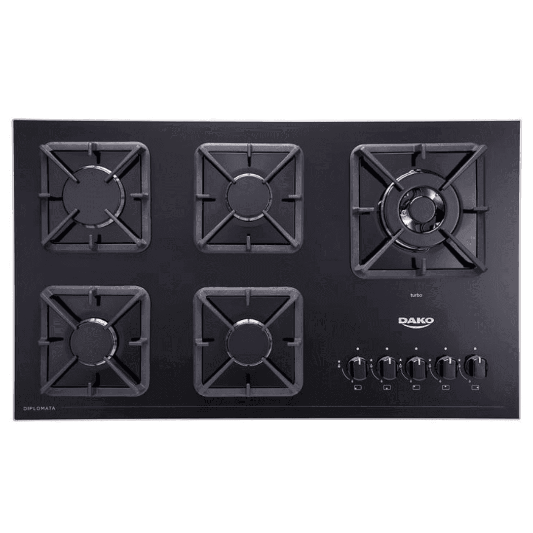 COCINA ENCIMERA DIPLOMATA NEGRA DE 5 HORNILLAS -  DAKO