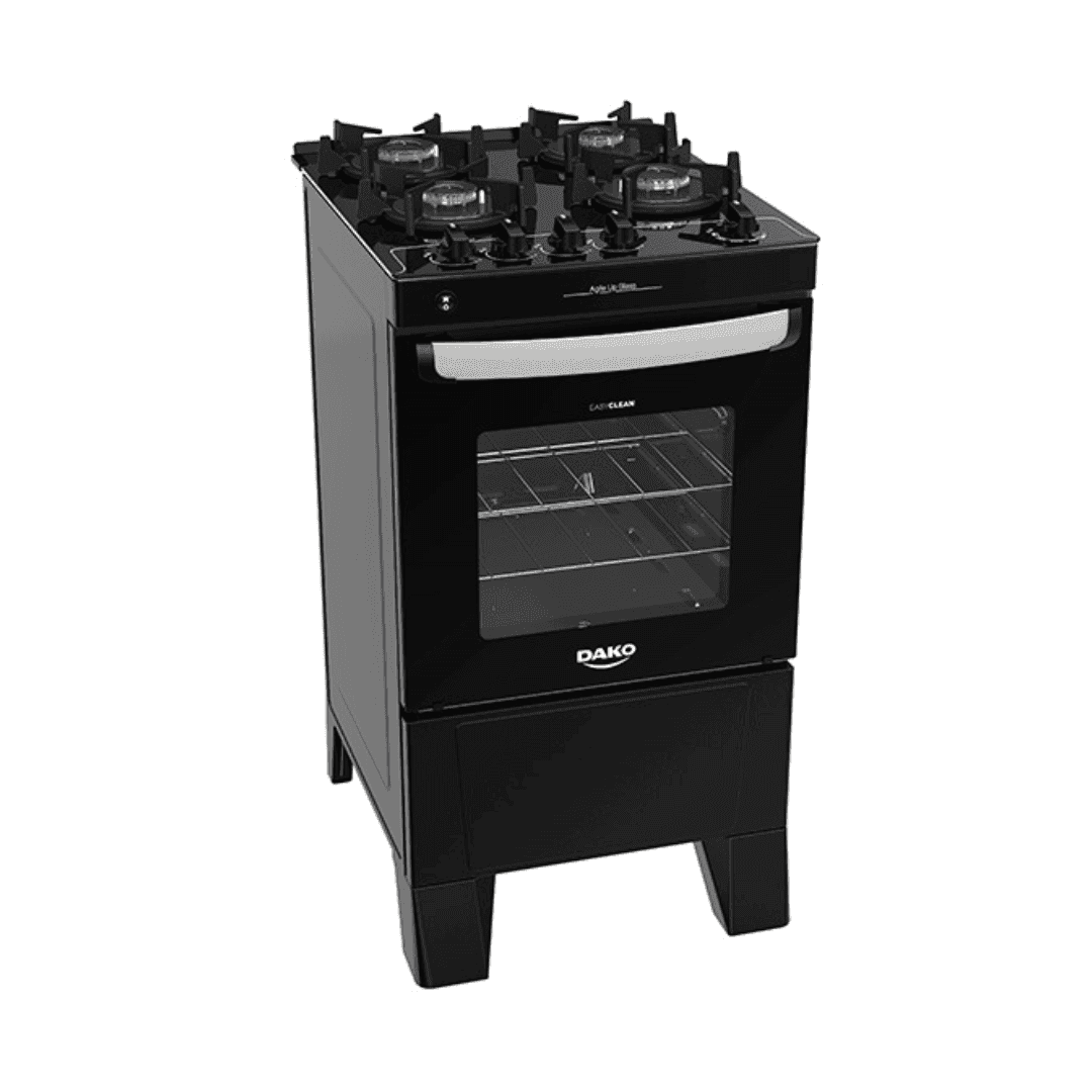 COCINA DE 4 HORNILLAS AGILE UP GLASS NEGRO + GRILL - DAKO