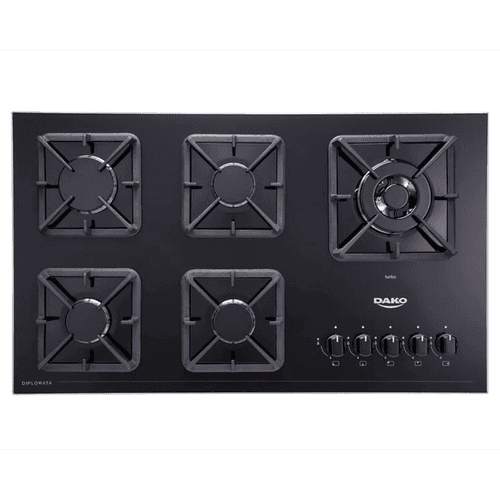 COCINA ENCIMERA DIPLOMATA NEGRA DE 5 HORNILLAS - DAKO